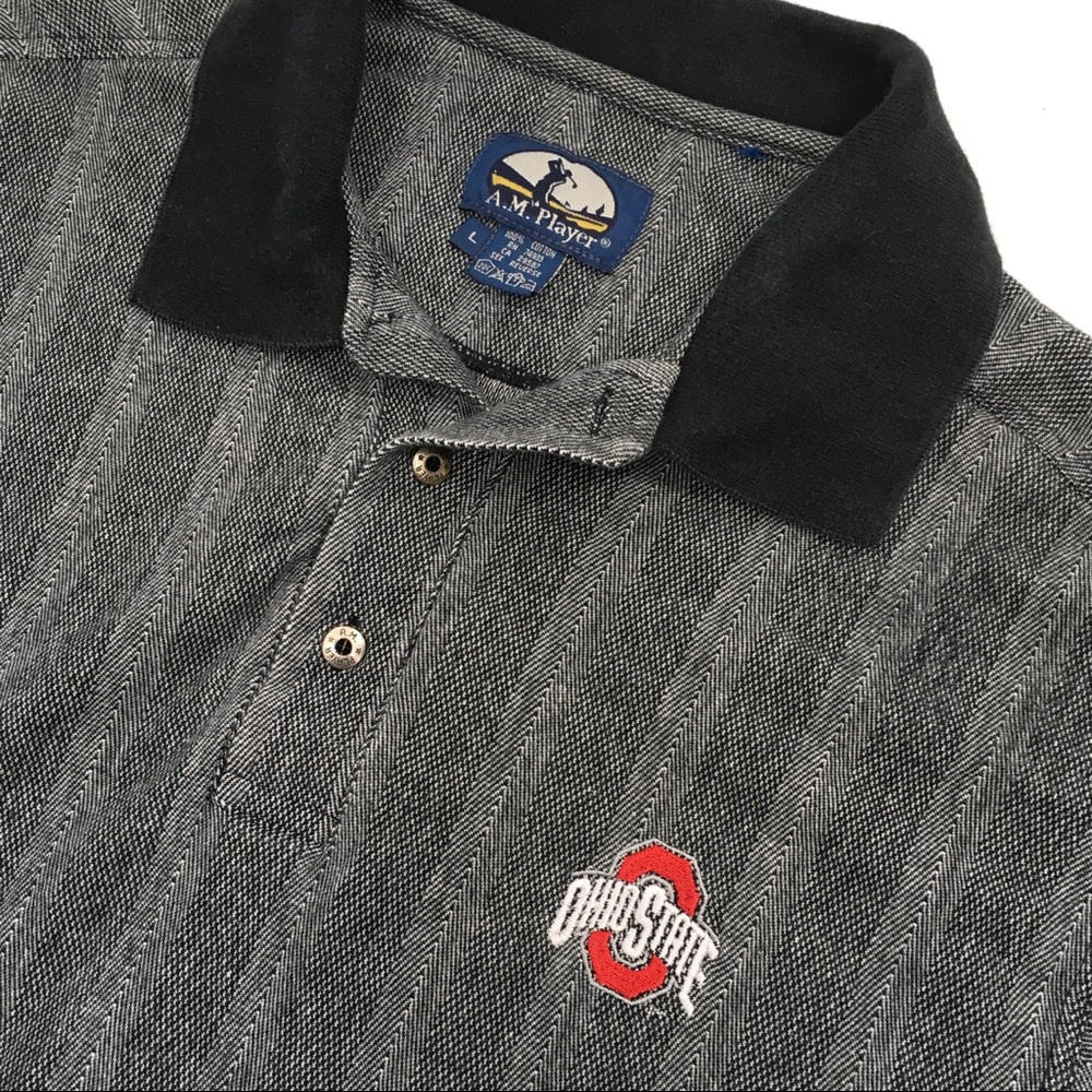 A.M. Player |grey Ohio State Golf Polo Shirt